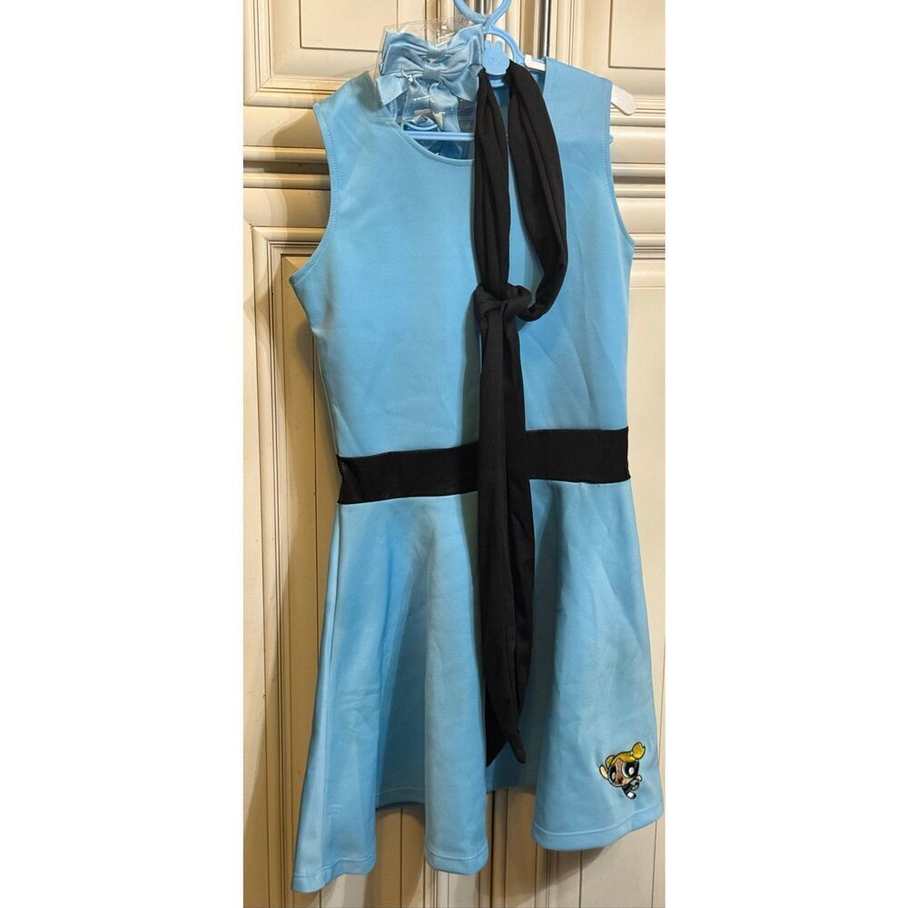 The Powerpuff Girls Sleeveless Bubbles Costume Dress Light Blue Black Large NWOT